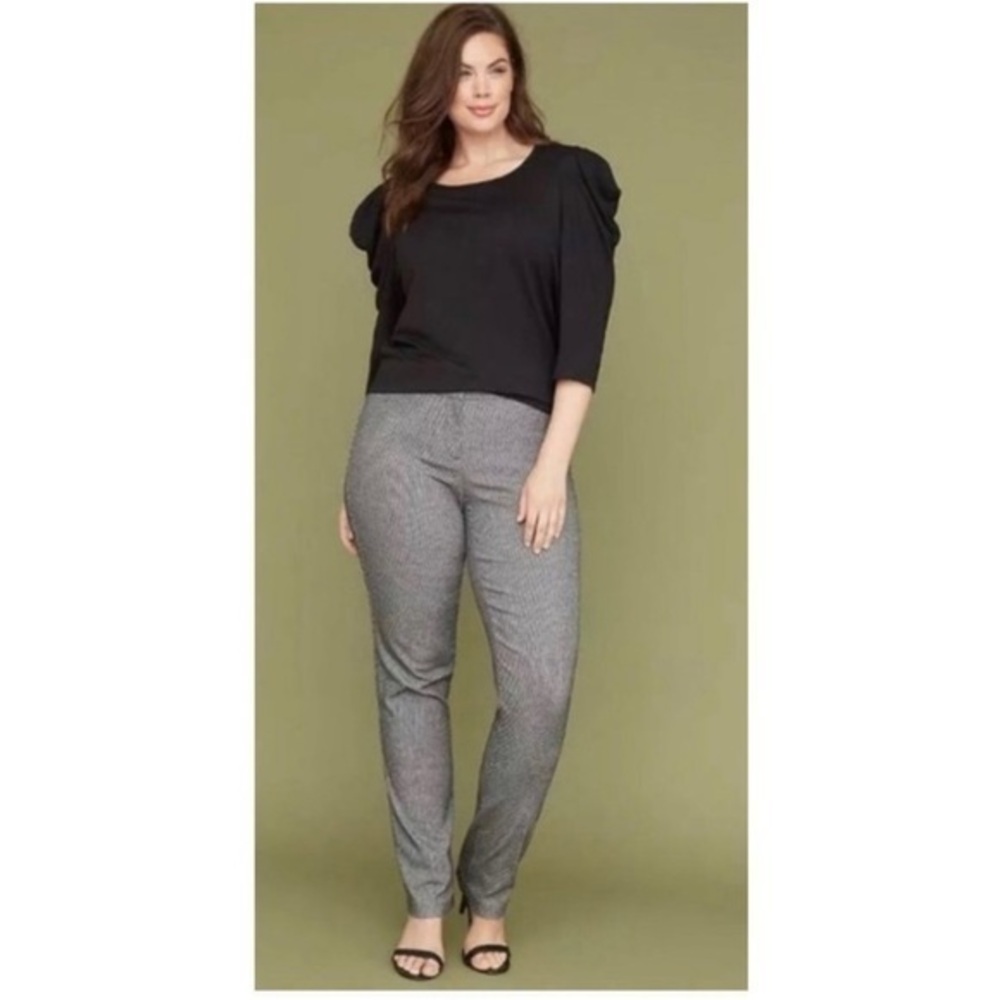 NWT Lane Bryant The Allie Straight black white jacquard pants PP53